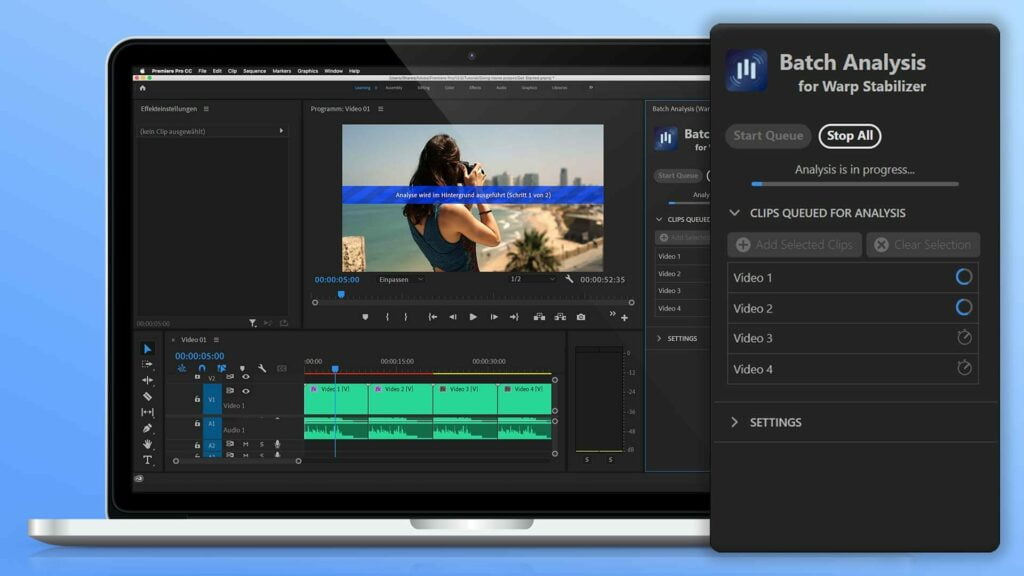 Verkrümmungsstabilisierung Stapelverarbeitung für Premiere Pro