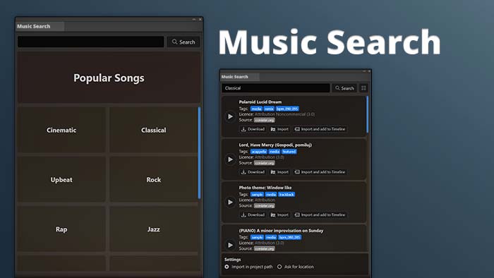 Music Search for Premiere Pro, After Effects and Audition
