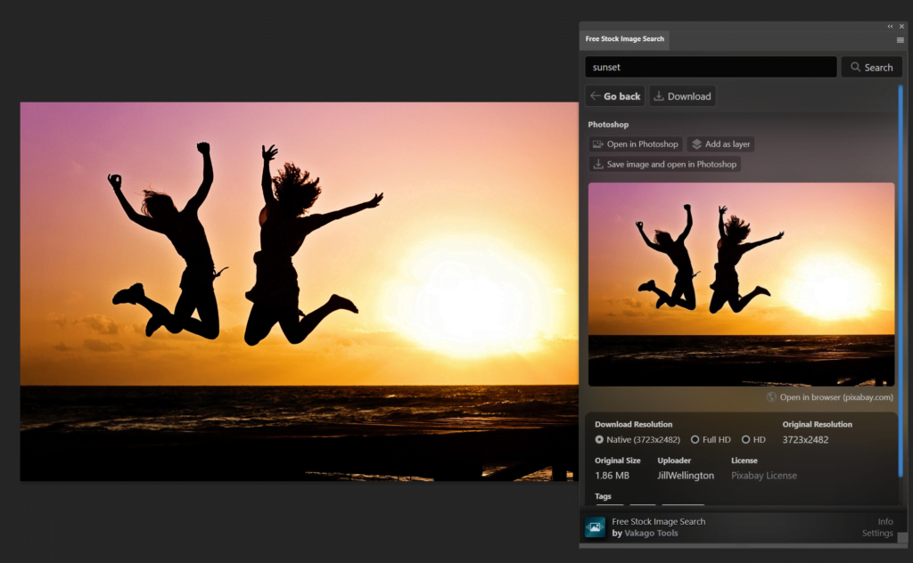 Photoshop Extension: Free Stock Image Search 